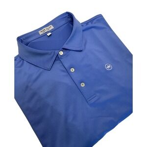 Peter Millar Summer Comfort Long Sleeve Performance Polo Shirt Men's XXL Blue
